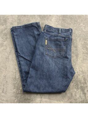 Cinch Ian Jeans Mens 38x32 Blue Bootcut Western Cowboy Rodeo Workwear Denim
